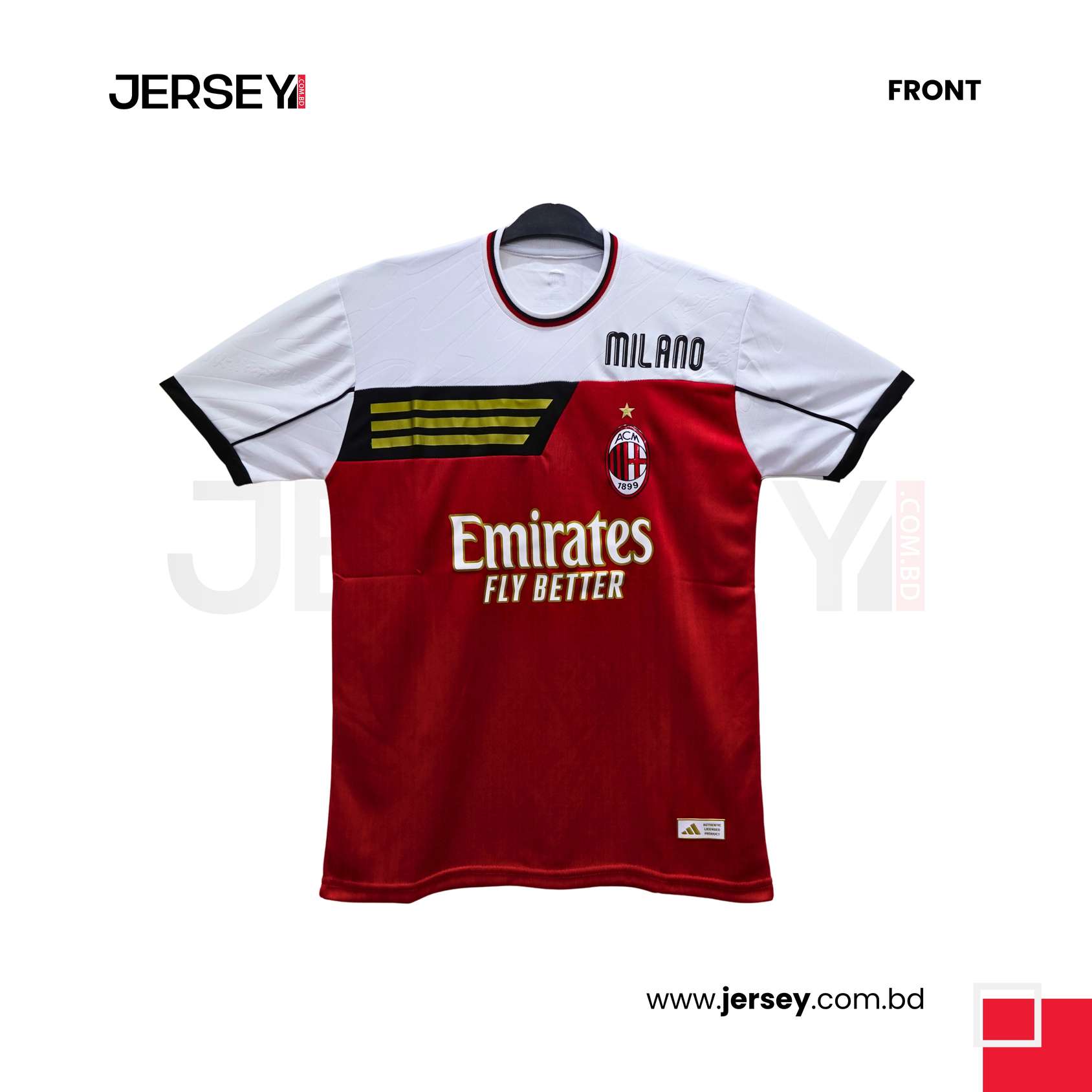 AC Milan Fan Edition Half Sleeve Club Jersey (Red & White Color)